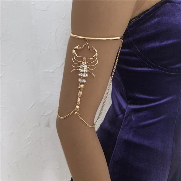 Asphire Gothic Scorpion Arm Bracelet Upper Arm Cuff Chain Tassel Adjustable - Picture 1 of 6